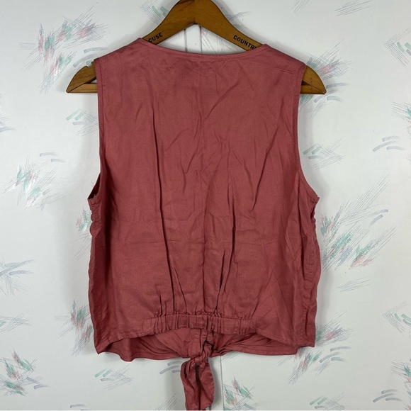 JAPNA Dark Rose Button Down Tank Top Tie Waist - Picture 4 of 7